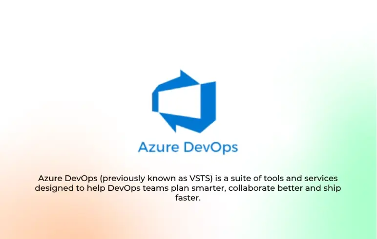 Azure DevOps logo and description, highlighting its tools and services for DevOps teams.